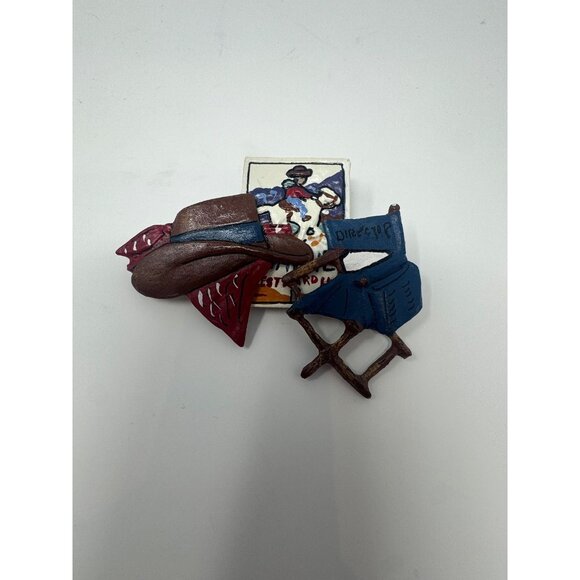 Vintage Sharon Young broach Director's chair cowboy - Picture 2 of 4